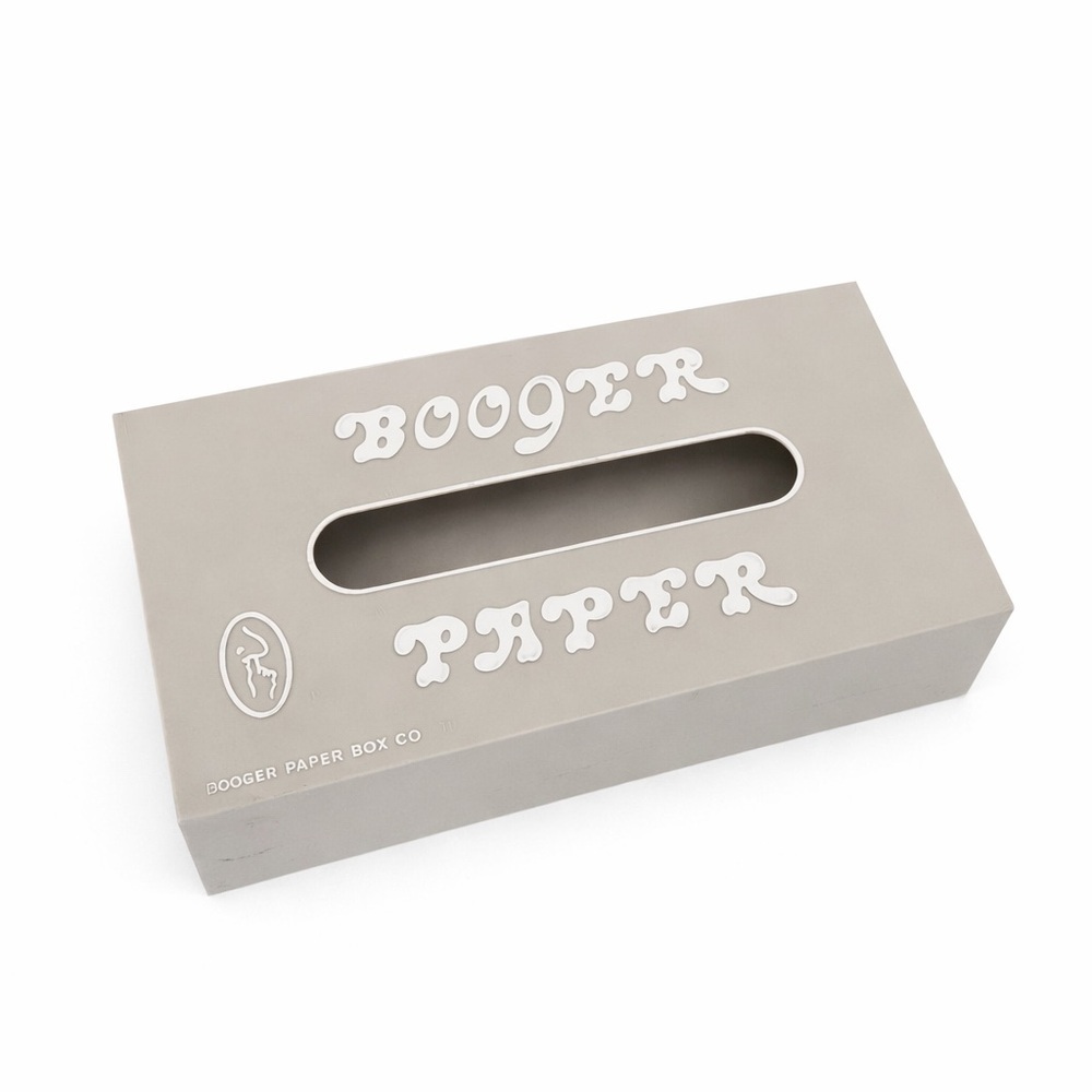 Vintage Booger paper tissue Box Holder gray plastic 0846